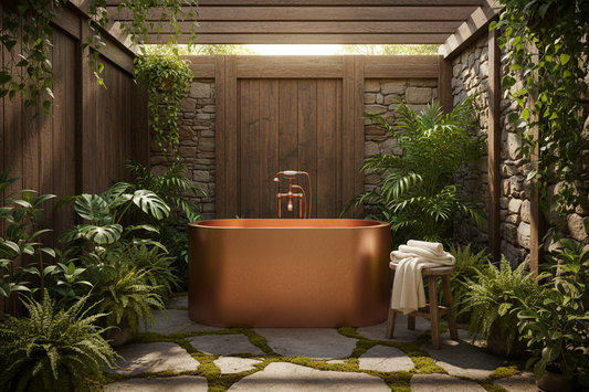 Antique Copper Hammered Double Wall Oval Japanese Soaking Tub (2 SEATS)