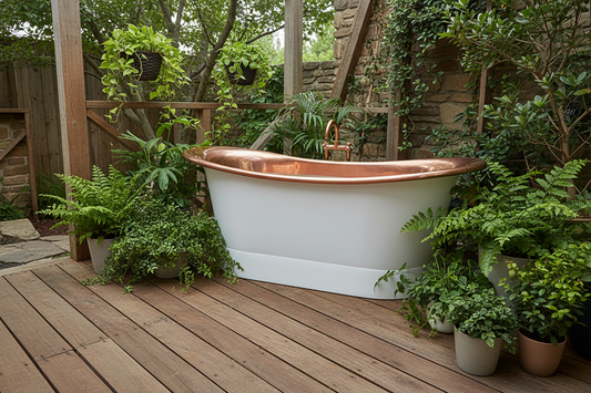 Modern White & Ching Copper Soaking Bath