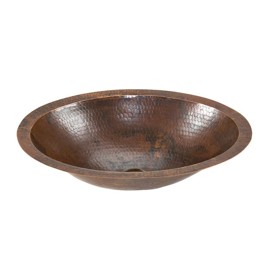 Copper Hammered Oval Bathroom Sink
