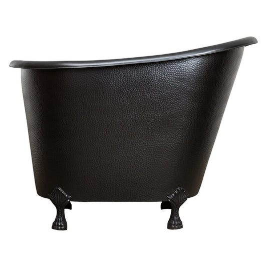 Matt Black Copper Hammered Japanese Soaking Claw Tub
