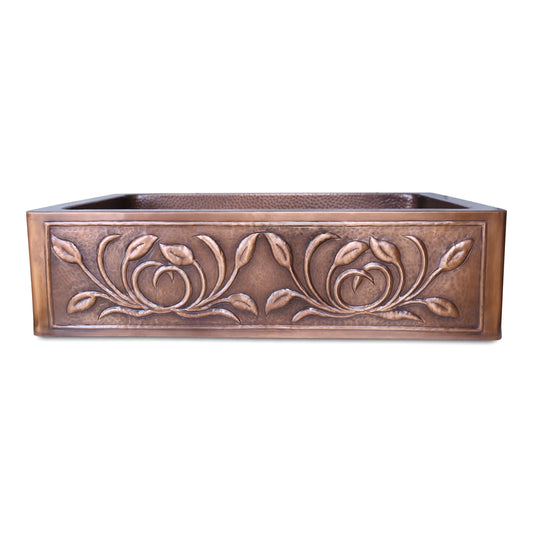 Copper Petal Front Farmhouse Sink Large