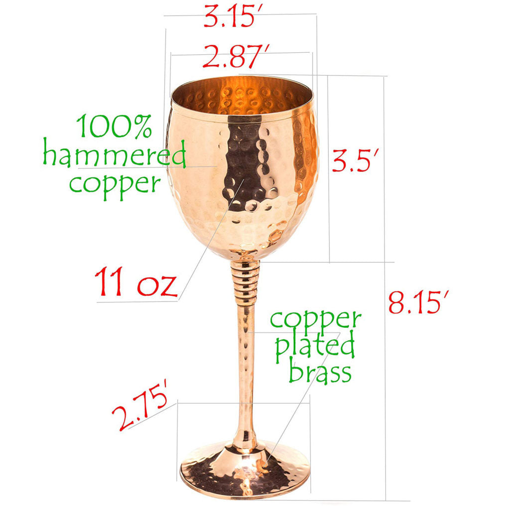 Pure Copper Wine Glass Hammered