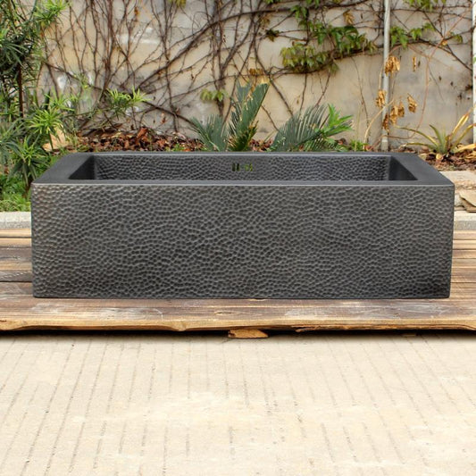 Copper Farmhouse Sink Large Black Hammered