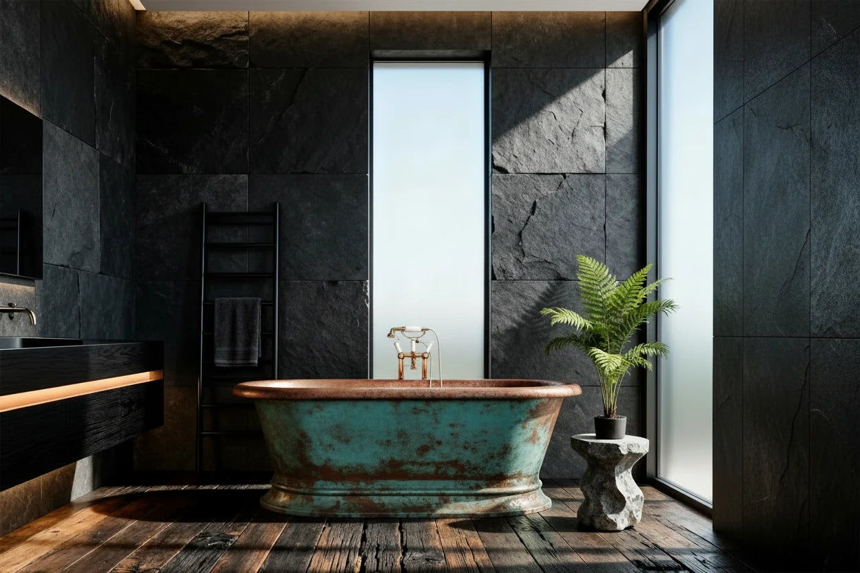 Pedestal Verdigris/Antique Copper Low Lying Bath
