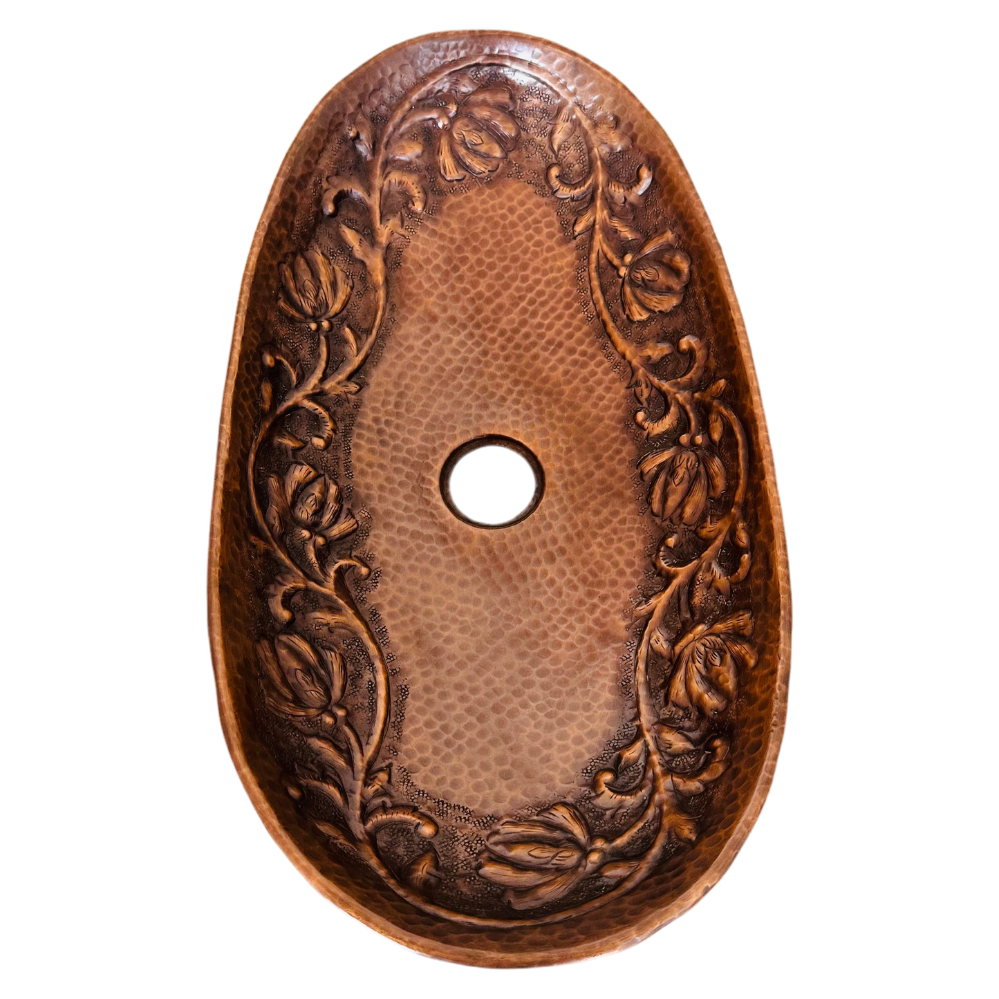 Floral Oval Copper Bathroom Trough