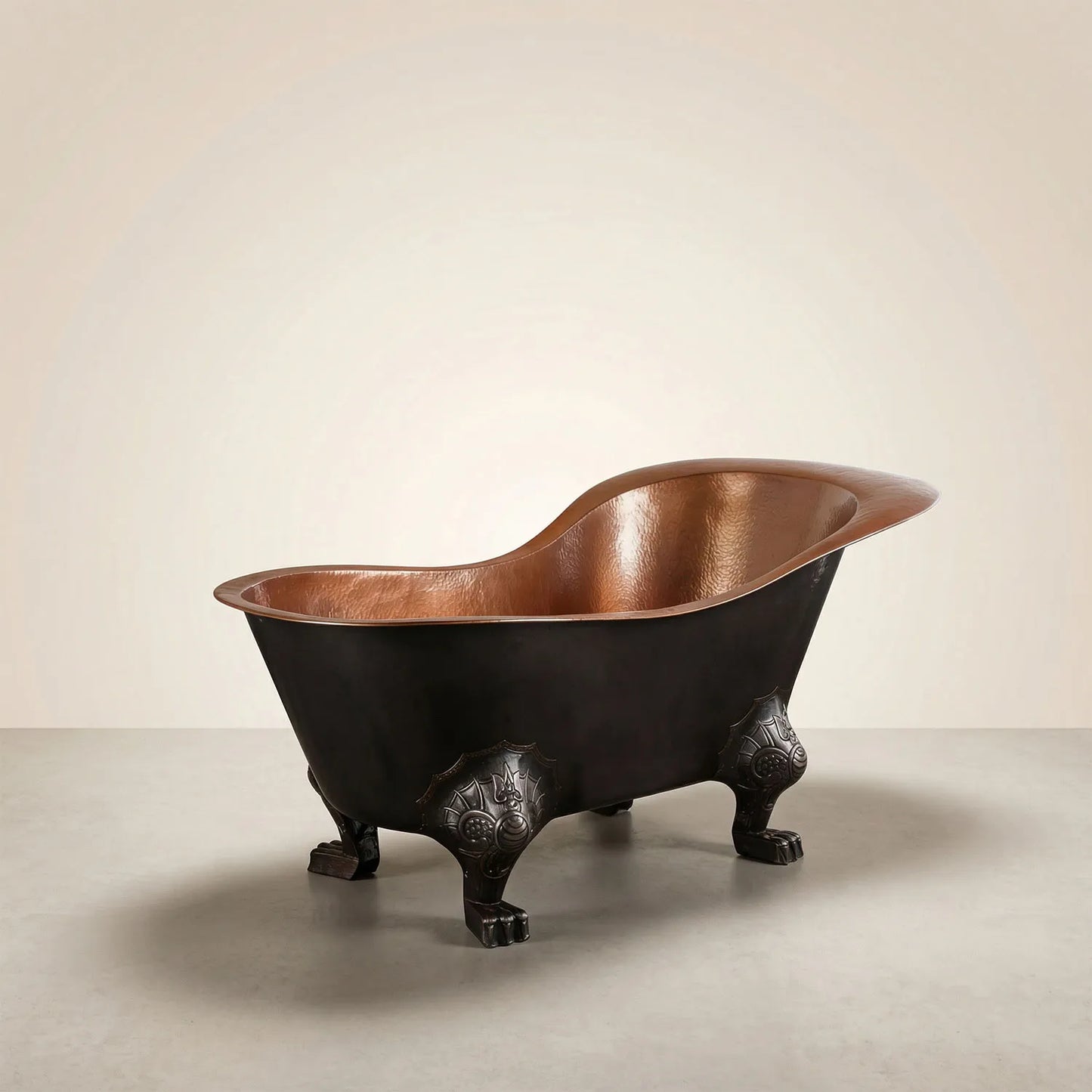 Matt Black/Copper Single Slipper Slimline Claw Bath