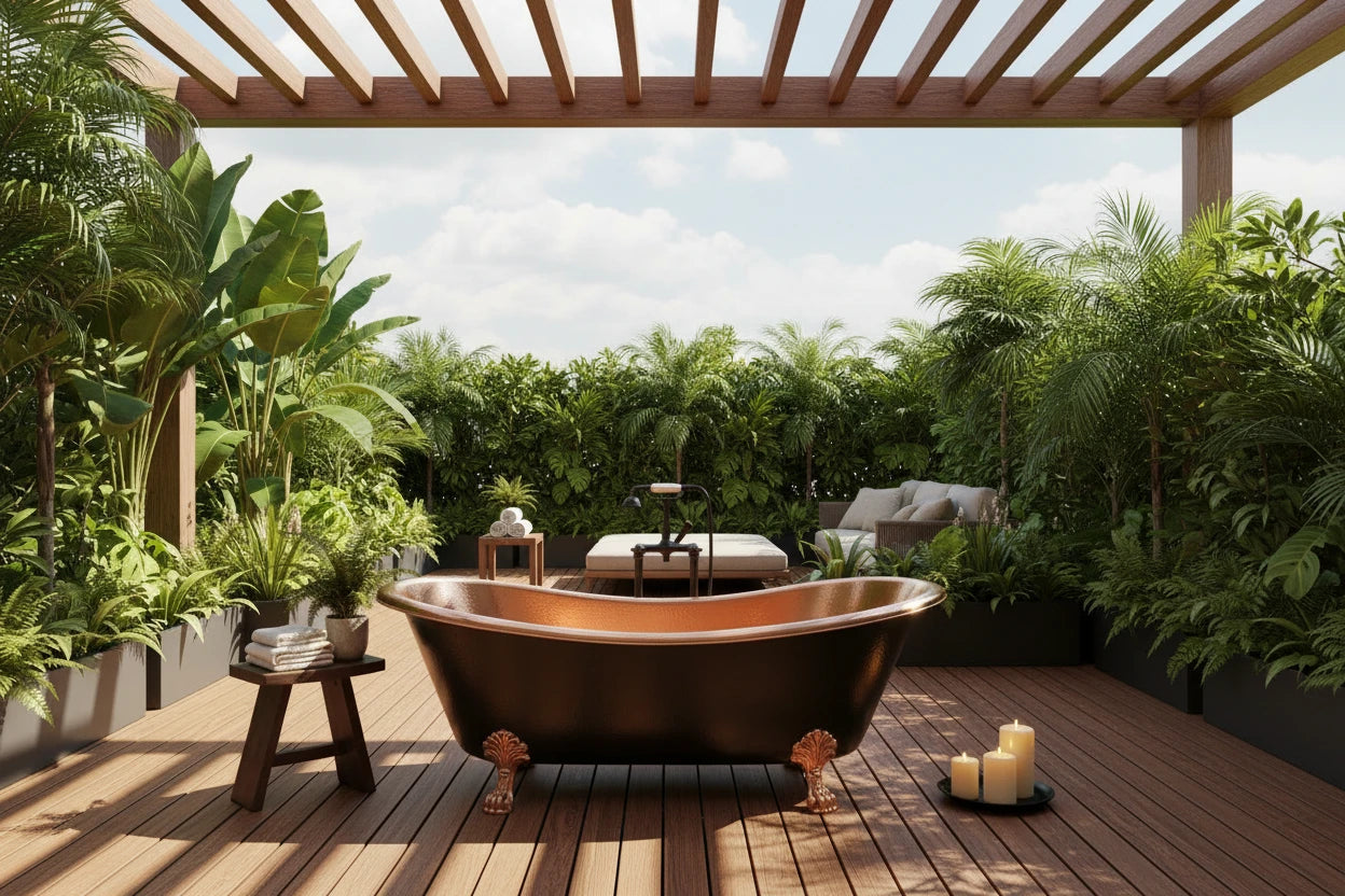 Matt Black/Shiny Copper Double Clawfoot Bath