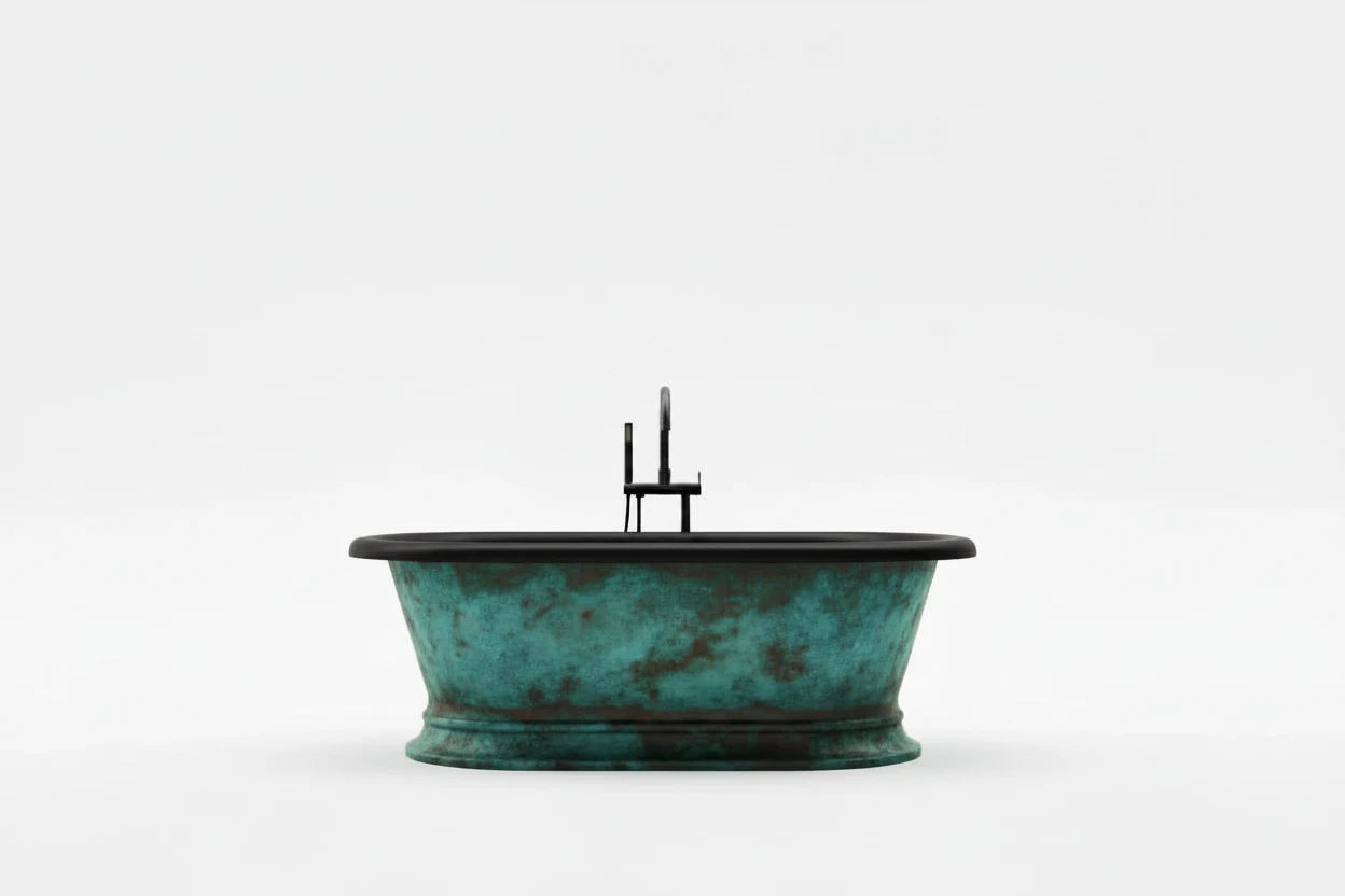 Pedestal Verdigris/Matt Black Copper Low Lying Bath