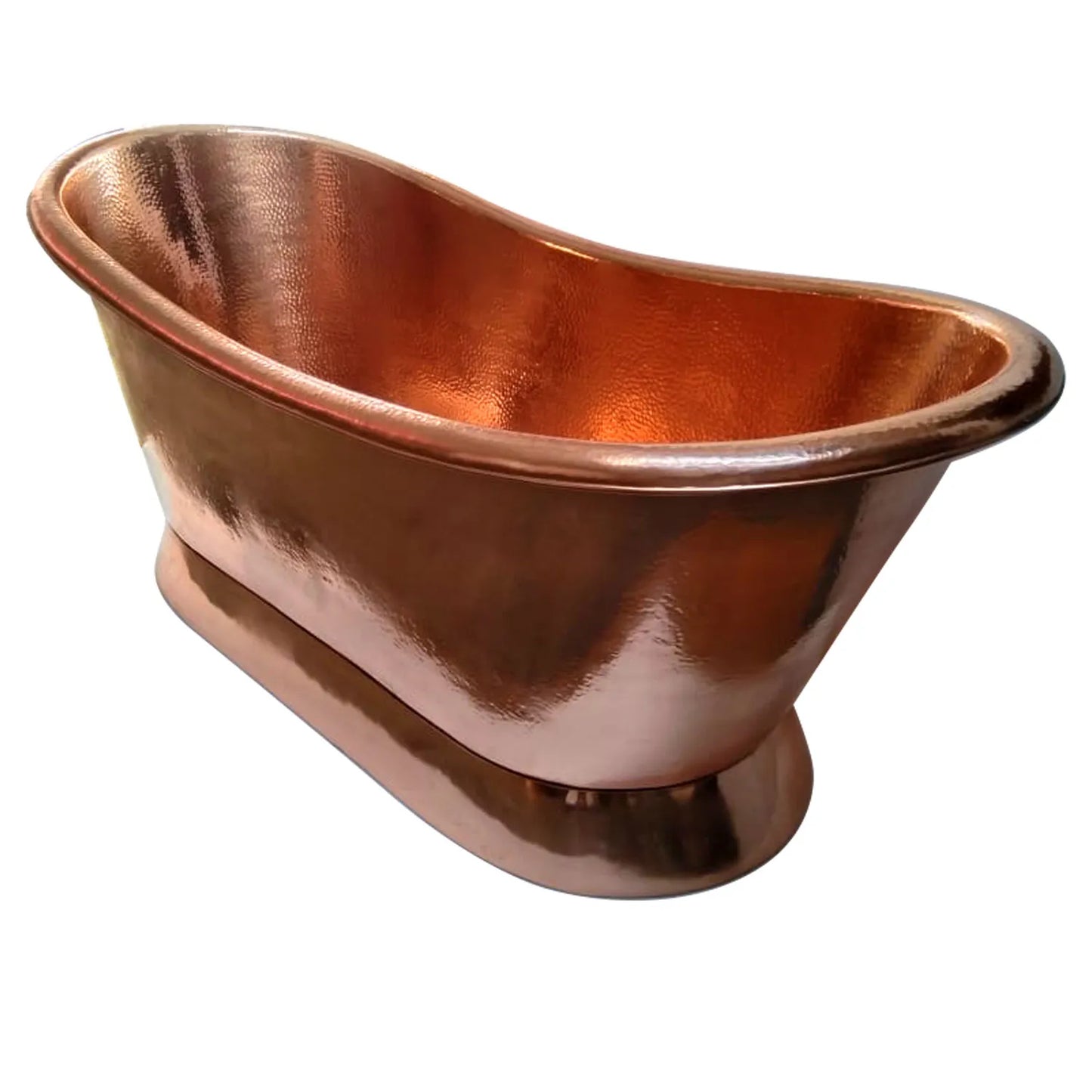 Sloped Base Shiny Hammered Polished Bath