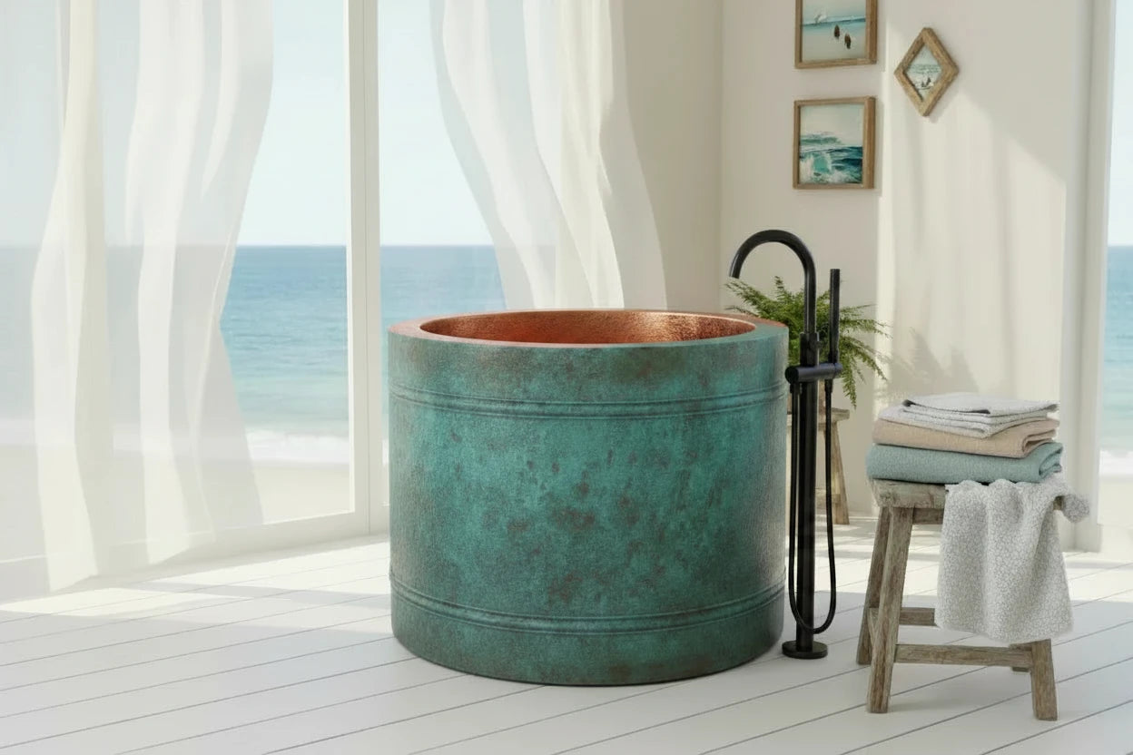 Japanese Inspired Verdigris/Antique Copper Harmony Tub