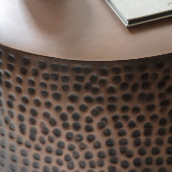 Pure Copper Side Table Hammered Round