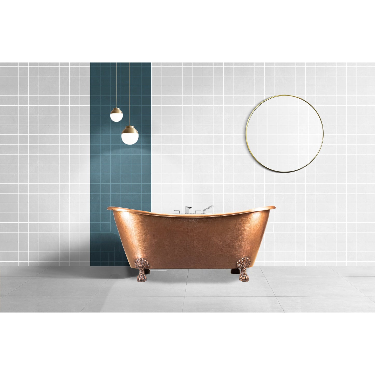 Hammered Double Slipper Claw Bath