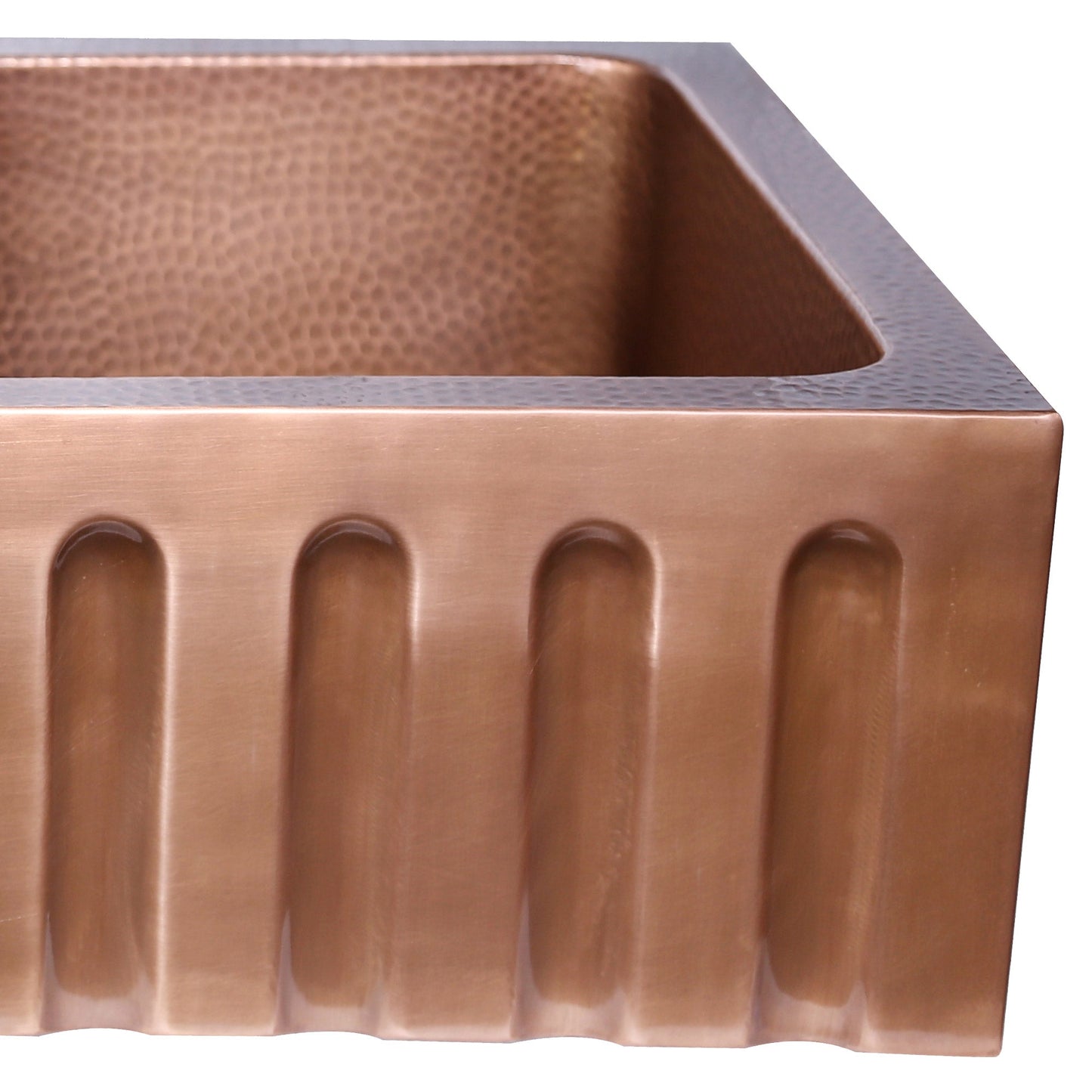 Copper Fluted Double Bowl Sink