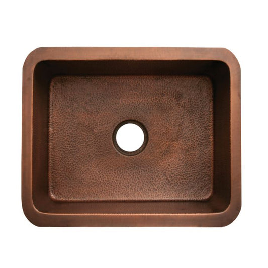 Hammered Copper Drop In Sink Small