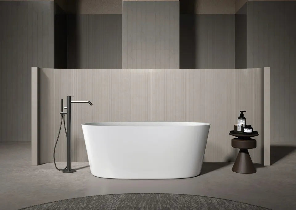 Oval Bathtub Freestanding Acrylic Gloss White
