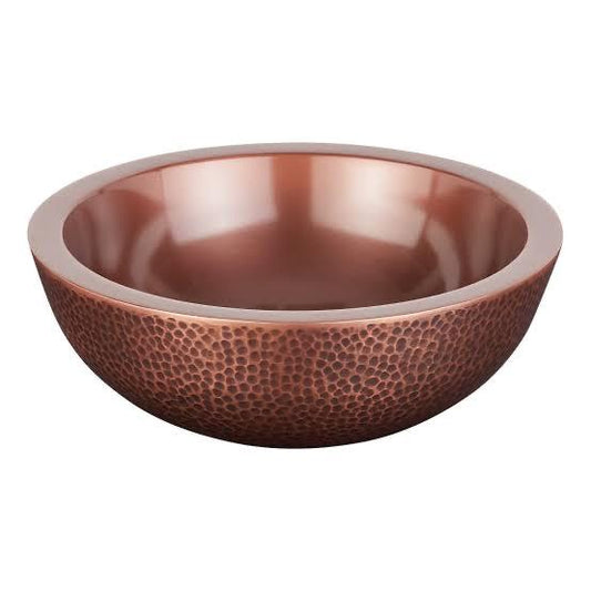 Copper Round Hammered Bowl