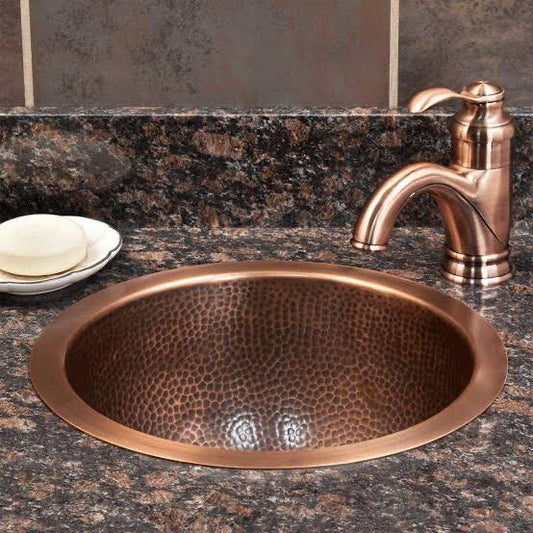 Copper Hammered Round Drop In Bowl