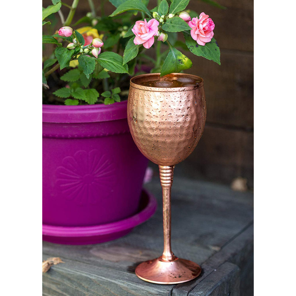 Pure Copper Wine Glass Hammered
