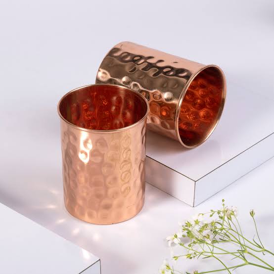 Pure Copper Water Glass Hammered