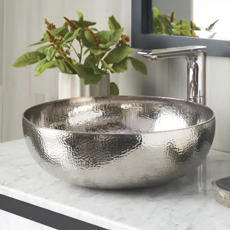 Copper Hammered Top Mount Bowl Brushed Nickel