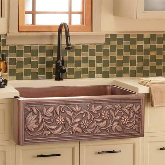 Copper Country Butler Sink / Copper Floral Sink