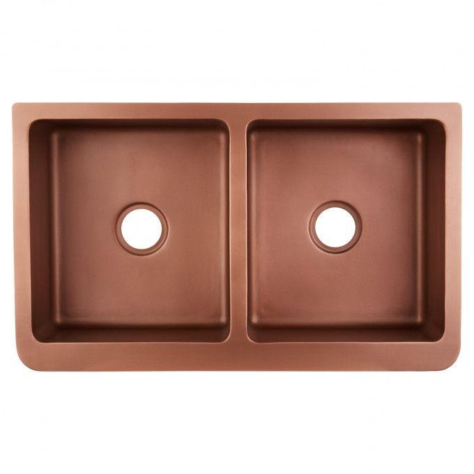 Copper Country Double Butler / Copper Floral Double Bowl Sink