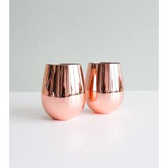 Pure Copper Wine Glass Stemless Smooth